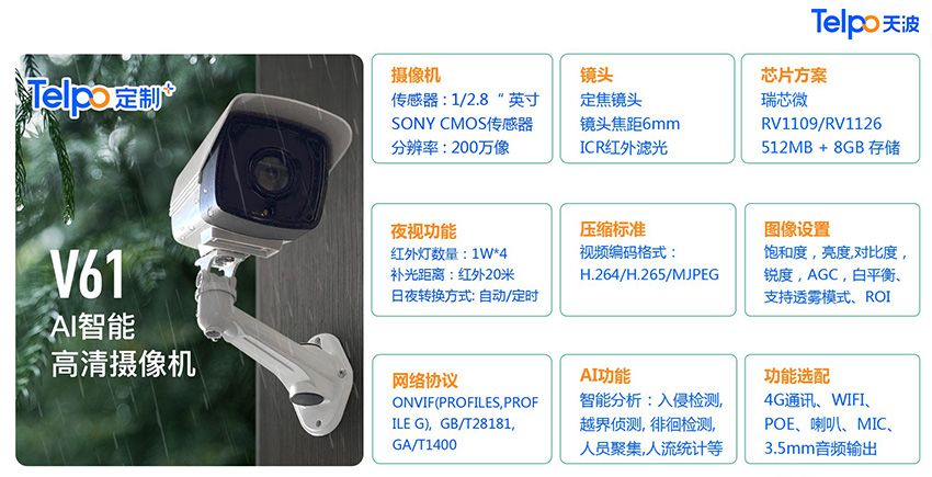 天波V61 AI监控摄像头